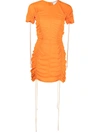 Stella Mccartney Orange Ruched Bodycon Short Dress In Orange