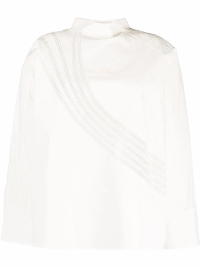 Aeron High-neck Cotton-blend Blouse In White
