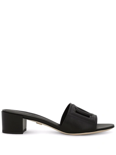 DOLCE & GABBANA DG-LOGO LEATHER SANDALS