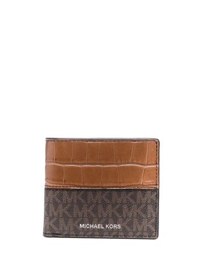 Michael Kors Monogram Bi-fold Wallet In Brown