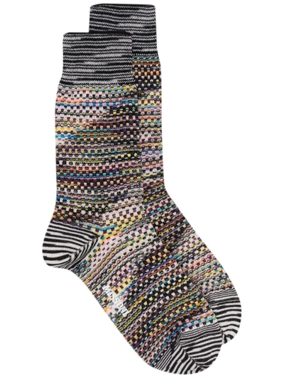 M Missoni Woven Wool-blend Socks In Brown