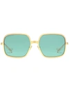 Gucci Rectangle-frame Sunglasses In Green