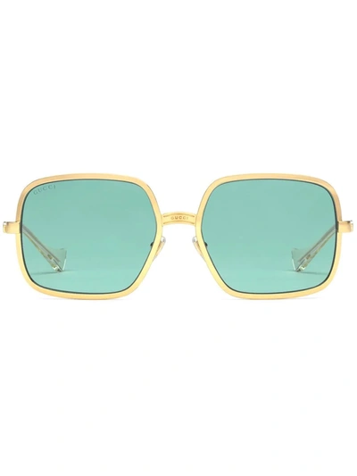 Gucci Rectangle-frame Sunglasses In Green