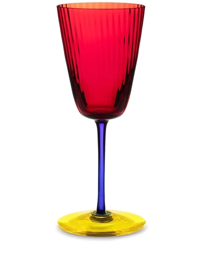 Dolce & Gabbana Hand-blown Murano White Wine Glass In Multicolor