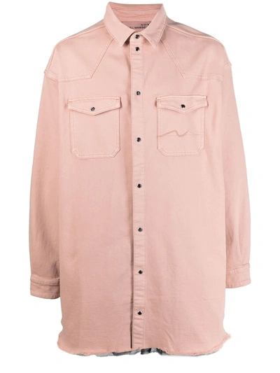 7 For All Mankind Raw-hem Shirt Jacket In Pink