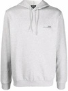 Apc A.p.c. Item 001 Logo Print Hoodie In Heathe Red Light Grey