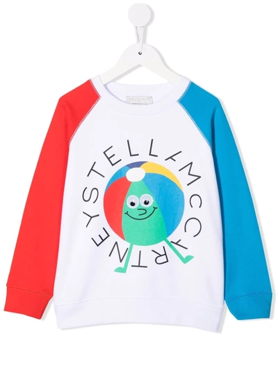 Stella Mccartney Kids' Logo Print Organic Cotton Sweatshirt In Multicolor