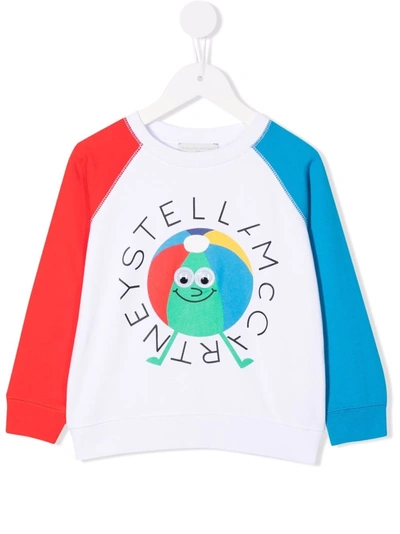 Stella Mccartney Kids' Ball-print Sustainable Cotton Sweatshirt In White