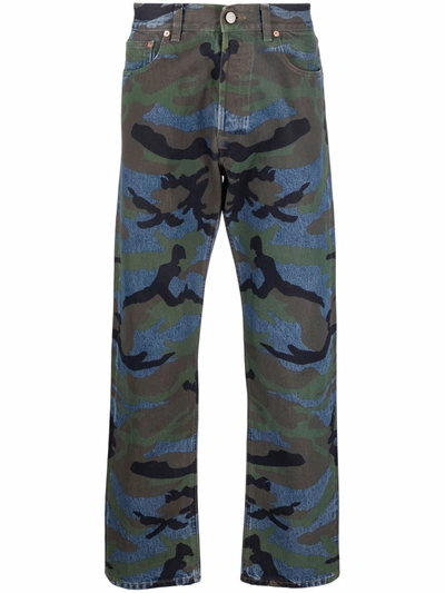 Vetements Straight-leg Camouflage-print Jeans In Blue