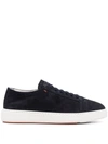 Santoni Calfskin Low-top Sneakers Suede Upper In Blue