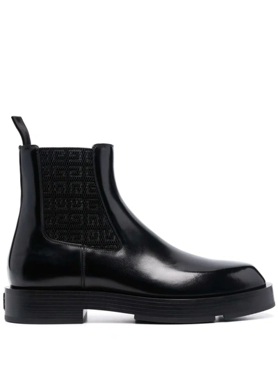Givenchy Squared Chelsea Leather Ankle Boots In Black
