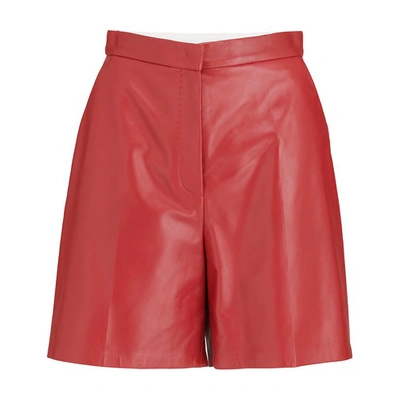 Max Mara Lacuna Leather Shorts In Rosso