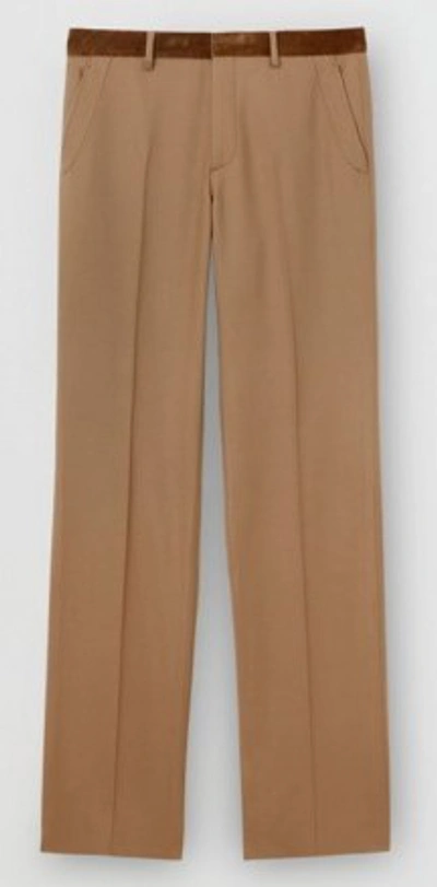 Burberry Warm Camel Wool Flannel Tailored Trousers, Brand Size 52 (waist Size 35.8'') In Yellow