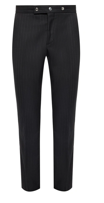 Burberry Mens Black Classic Fit Pinstriped Wool Tailored Trousers, Brand Size 50 (waist Size 34.3'')