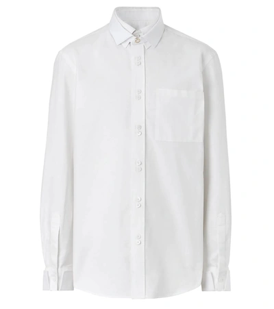 Burberry Classic Fit Cotton Shirt With Detachable Collar, Brand Size 40 (neck Size 15.75'') In White