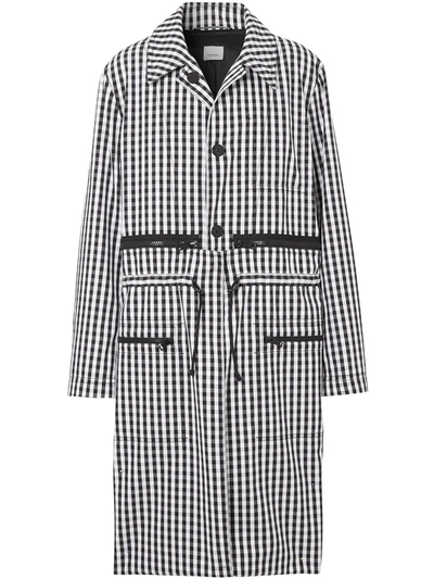 Burberry Mens Black Pattern Gingham Technical Wool Loop-back Car Coat, Brand Size 50 (us Size 40)