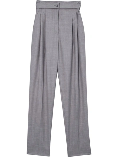 Burberry Cloud Grey Wool -blend Cutout Tailored Trousers, Brand Size 4 (us Size 2)