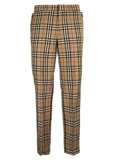 Burberry Mens Vintage Check Wool And Mohair-blend Straight-leg Trousers, Brand Size 48 (waist Size 32.7'') In Beige