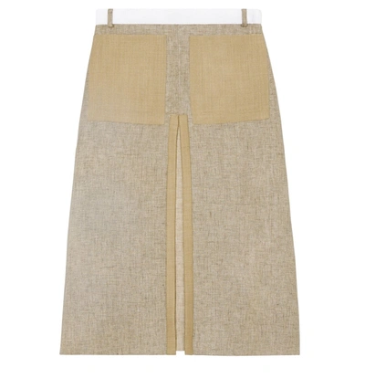 Burberry Wool Cashmere A-line Skirt With Box-pleat Detail, Brand Size 8 (us Size 6) In N,a
