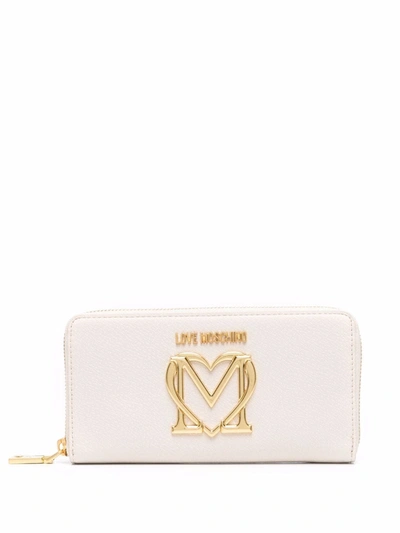 Love Moschino Logo Zipped Wallet In Neutrals