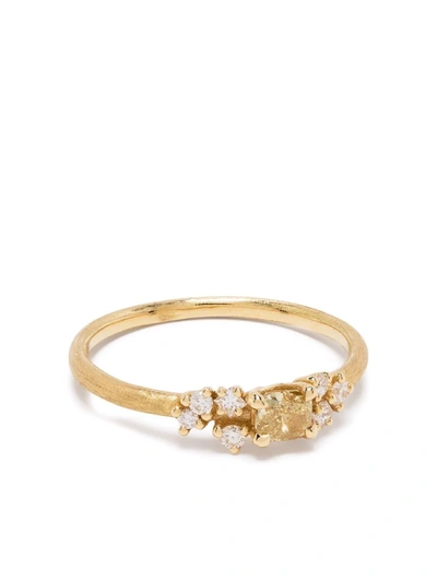 White Bird 18kt Yellow Gold Aurore Sapphire And Diamond Ring