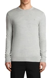 Allsaints Mode Slim Fit Merino Wool Sweater In Light Grey Marl