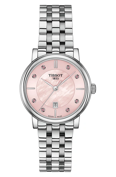 Tissot Carson Premium Topaz Bracelet Watch, 30mm In Mother Of Pearl