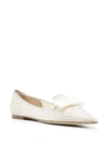 JIMMY CHOO GLITTER-EMBELLISHED POINTED-TOE LOAFERS