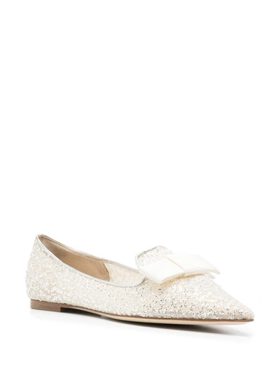 Jimmy Choo Glitter-embellished Pointed-toe Loafers In Silver