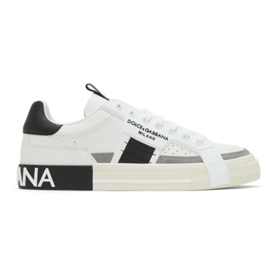 Dolce & Gabbana Custom 2.zero Sneakers In White Leather