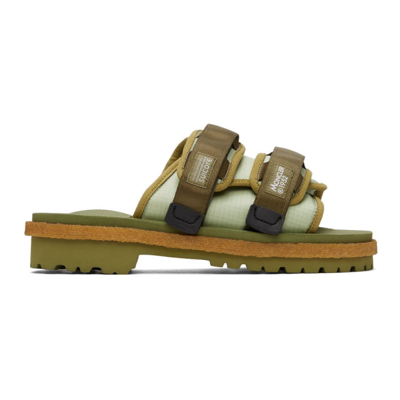 Moncler Genius Suicoke 2 Moncler 1952 Moto Mountain Ripstop And Rubber Slides In Brown