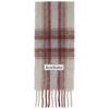 Acne Studios Tartan Check Alpaca-blend Scarf In Light Grey