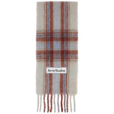 Acne Studios Tartan Check Alpaca-blend Scarf In Light Grey