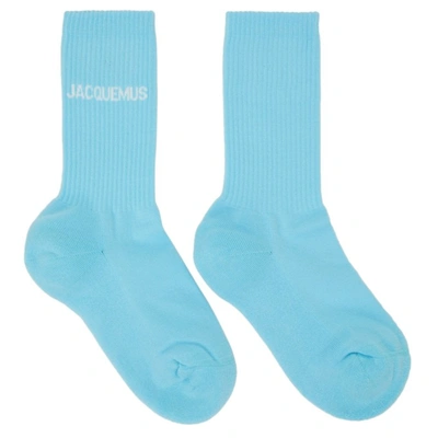 Jacquemus Les Chaussettes Printed Cotton Socks In 蓝绿色