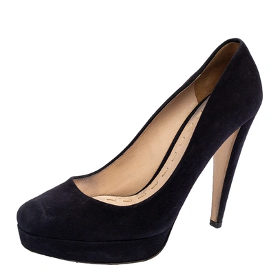 Pre-owned Miu Miu Black Suede Platform Pumps Size 39.5