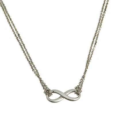 Pre-owned Tiffany & Co Sterling Silver Infinity Pendant Double Chain Necklace