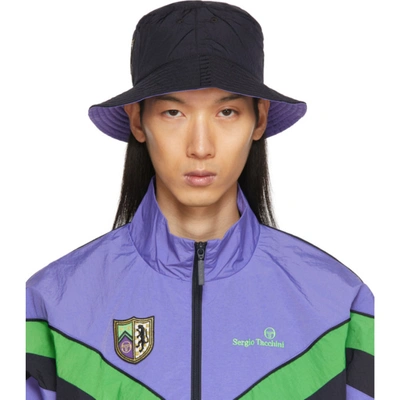 Sergio Tacchini Reversible Navy & Purple Nast Edition Novara Bucket Hat In Navy/blue