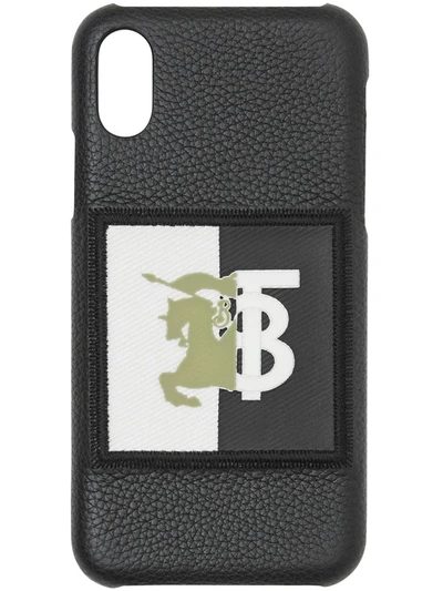 Burberry Black Ladies Contrast Logo Graphic Leather Iphone X/xs Case