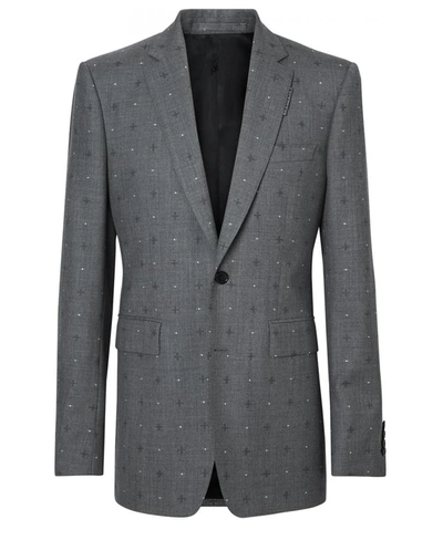 Burberry Fil Coupe Wool Cotton English Fit Tailored Jacket, Brand Size 54s (us Size 44s) In Grey