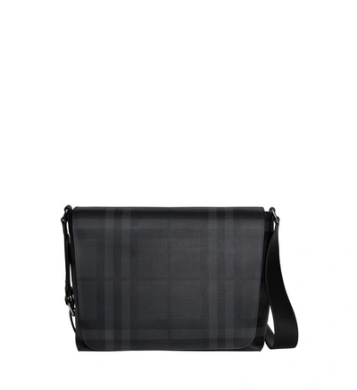 Burberry Burleigh Large London Check Messenger Bag In Black,grey