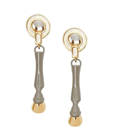 Burberry Ladies Gold-plated And Resin Hoof Drop Earrings In Honey/light Gold