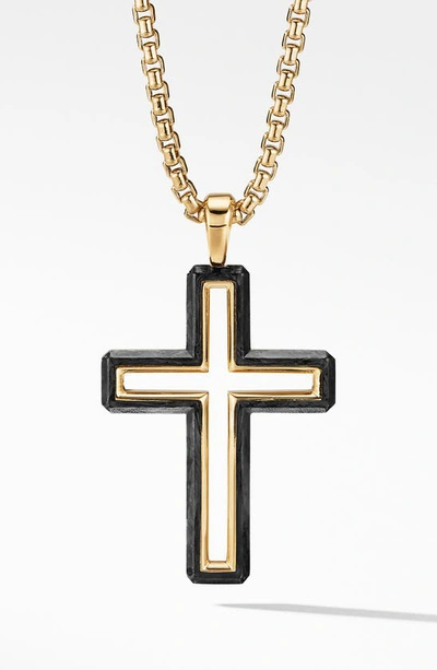 David Yurman Men's Forged Carbon Cross Pendant In 18k Gold, 37mm