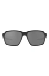 Oakley 58mm Polarized Rectangular Sunglasses In Matte Black/ Prizm Black