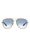 Ray Ban 56mm Square Sunglasses In Black/ Gradient Blue
