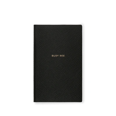 Smythson Busy Bee Panama Notebook In Black