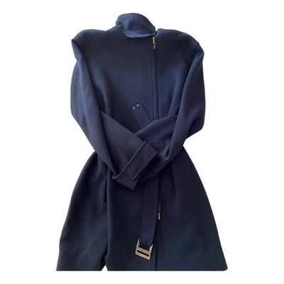Pre-owned Armani Collezioni Wool Coat In Navy