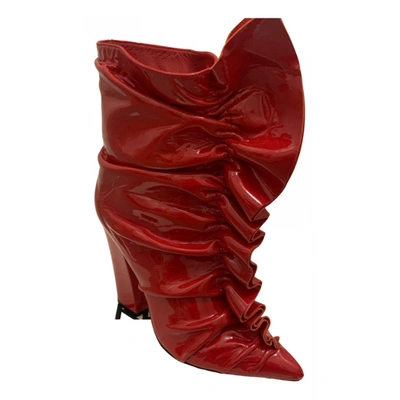 Pre-owned Sergio Rossi Patent Leather Ankle Boots In Red