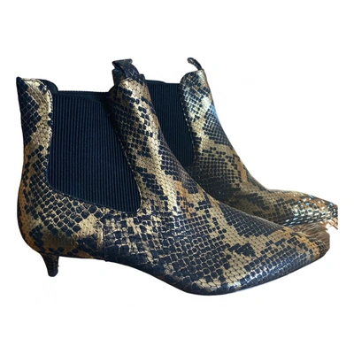 Pre-owned Stella Luna Leather Ankle Boots In Gold