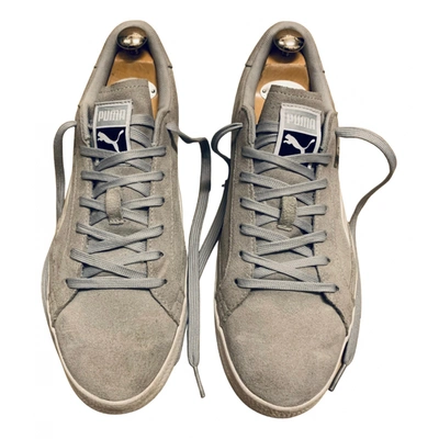 Pre-owned Puma Leather Low Trainers In Grey