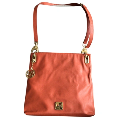 Pre-owned Moschino Love Leather Crossbody Bag In Orange